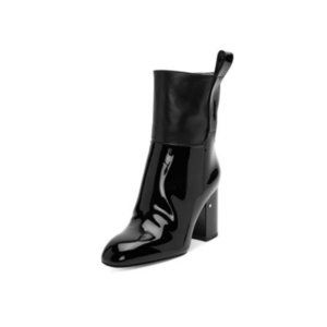 Laurence Women's Black Leather Heel Booties US 6